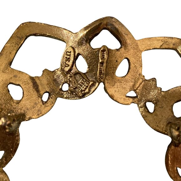 Vintage Gold Tone Metal Filigree Heart Design Orb Decorative Display Stand - Picture 3 of 4